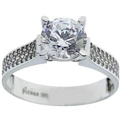 Witgouden damesring zirkonia 14 karaats