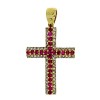 Gouden Kruis Hanger 42 mm 24 mm Robijn Zirkonia