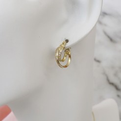 Alternative view of Gouden Oorringen 15 mm 5 mm Zirkonia 14 karaats