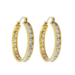 Gouden Oorringen 26 mm 4 mm Zirkonia 14 karaats