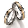 Titanium met Goud Trouwring Diamant Gepolijst Glanzend