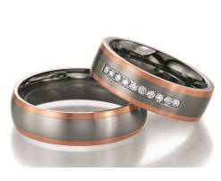 Titanium met Roségoud Trouwring Diamant Mat