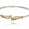 Witgoud Rosegoud Bangle Armband 62 mm 9 mm Fantasie Vlak Buis Dop Zirkonia 14 karaats