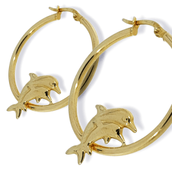 Gouden Oorringen 29 mm 2 mm 14 karaats Dolfijn - Star juwelier