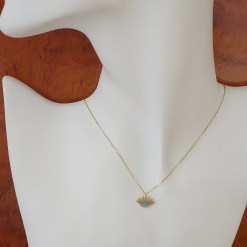 Alternative view of Gouden Ketting Boze Oog Hanger Turkoois 14 karaats