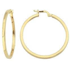 Gouden Oorringen Glans Vierkant Buis 35 mm 2.5 mm 14 karaats