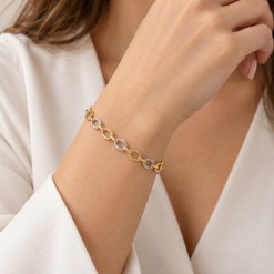 Alternative view of Gouden Paperclip Schakelarmband zirkonia 14 karaats