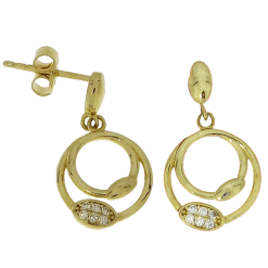 Gouden Hang Oorbellen 20 mm 12 mm Zirkonia 14 Karaats