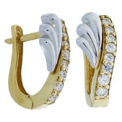 Gouden Klapoorbellen 15 mm 7.5 mm zirkonia 14 karaats