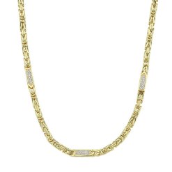 Gouden Koningsketting 4 mm 60 cm Zirkonia 14 karaats