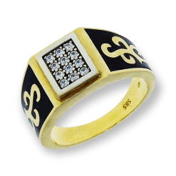 Gouden Herenring Zirkonia 14 karaats