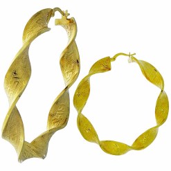 Gouden Wokkel Oorringen 55 mm 8 mm 14 karaats met Griekse tekens