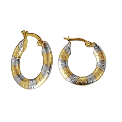 Gouden Bicolor Oorringen 18 mm 2.2 mm Zirkonia 14 karaats