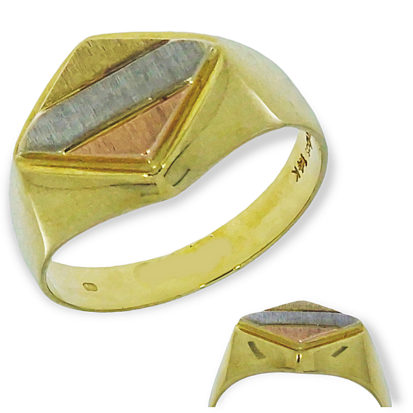 Gouden Herenring Drie Kleuren 14 karaats 3 Gouden Herenring Drie Kleuren 14 karaats