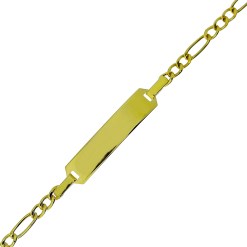 Gouden Kinderarmband Graveerplaat Figaro Gratis Graveren 15 cm 14 karaats