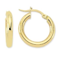 Gouden Oorringen Glans Ronde Buis 30 mm 4 mm 14 karaats