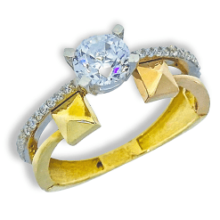 Gouden damesring zirkonia 14 karaats