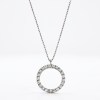 Witgouden Ketting Cirkel Hanger Zirkonia 14 karaats 42 cm