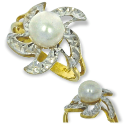 Gouden damesring parel 14 karaats