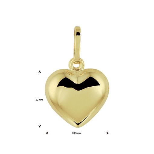 gouden hart hanger 10.5 mm maat