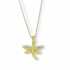 Gouden Ketting Libelle Hanger Zirkonia 14 karaats