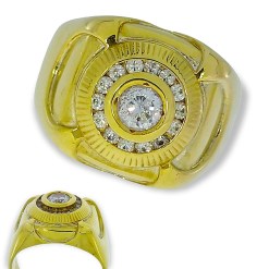 Gouden Zegelring Zirkonia 18 karaats