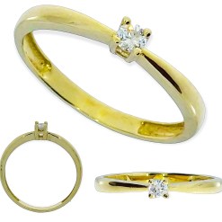 0.10 ct diamant Gouden Damesring Verlovingsring Aanzoeksring Subtiel 14 karaats