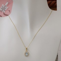 Alternative view of Gouden Ketting 0.18 ct Diamant 0.30 ct Topaas Hanger 14 karaats