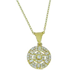 Gouden Ketting Zirkonia Hanger 14 karaats