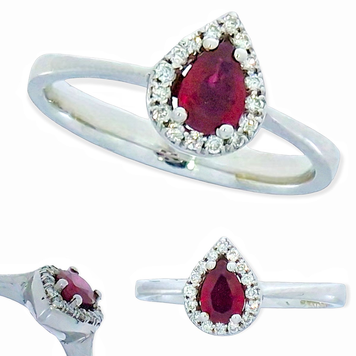 Witgouden Damesring Diamant 0.10 ct Robijn 0.43 ct 14 karaats 3 Witgouden damesring diamant 0.10 ct robijn 0.43 ct 14 karaats