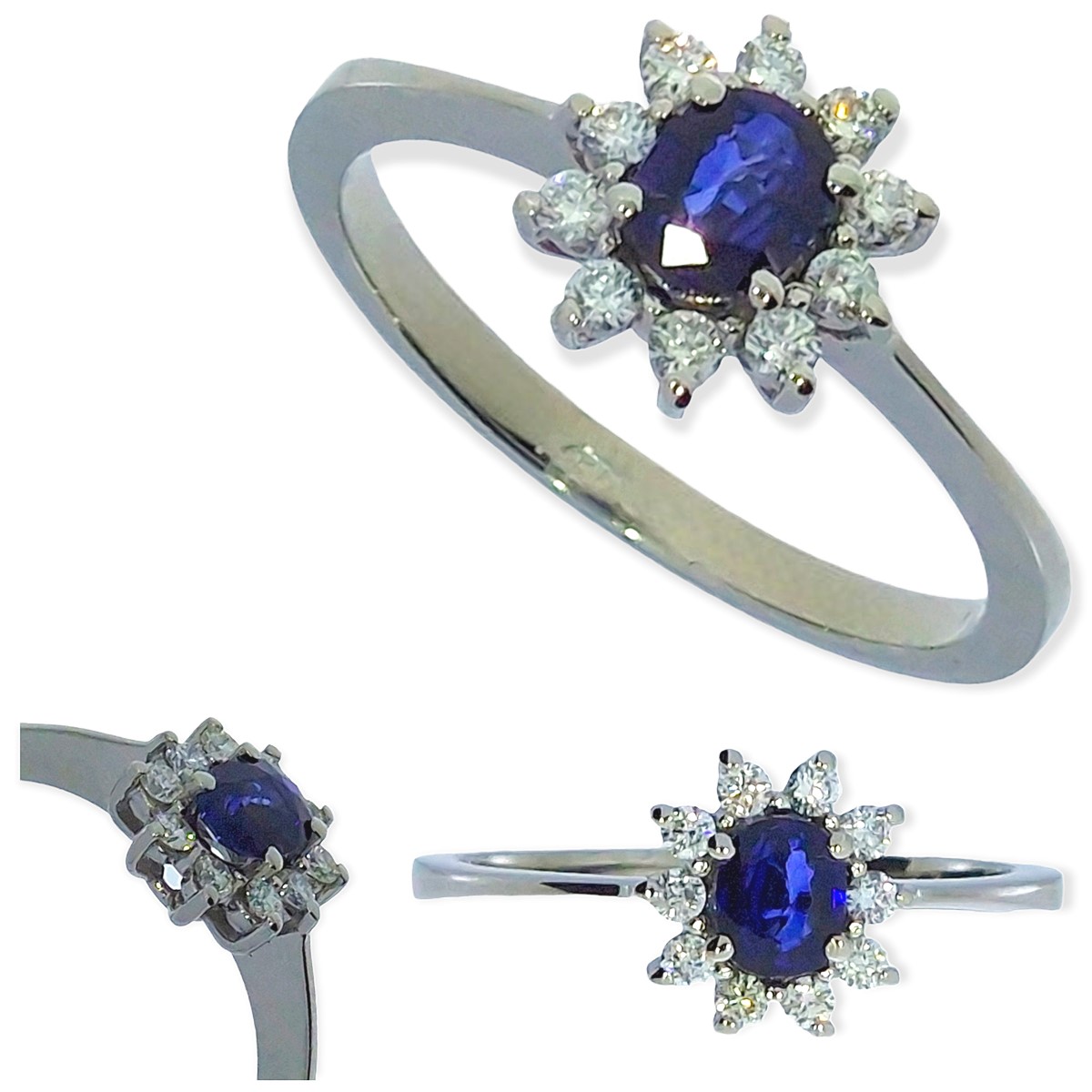 Witgouden Damesring Diamant 0.18 ct Saffier 0.40 ct14 karaats 3 Witgouden damesring diamant 0.18 ct saffier 0.40 ct14 karaats