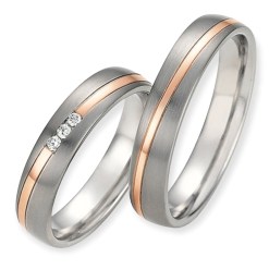 Titanium met Rosegoud Trouwringen Diamant Starlight