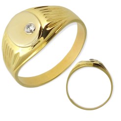 Gouden Herenring Zirkonia 14 karaats