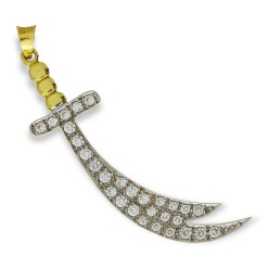 Gouden Zwaard Hanger Zirkonia 14 karaats