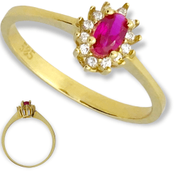 Gouden damesring zirkonia robijn 14 karaats
