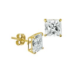 Gouden Oorknoppen Zirkonia 6 mm Vierkant 14 karaats