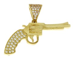Gouden Pistool Hanger Zirkonia 14 karaat