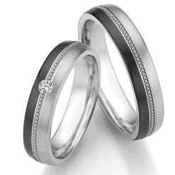 Zwarte Zirkonium Titanium Trouwringen 79-10060