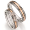 Titanium met Rosegoud Trouwringen Diamant Surfing Colors
