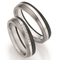 Zwarte Zirkonium Witgoud Titanium Trouwringen 14/Z20010