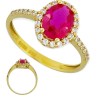 Gouden damesring robijn zirkonia 14 karaats
