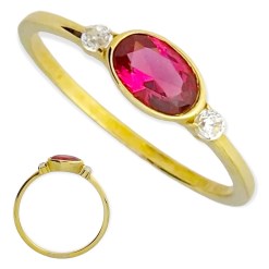 Gouden damesring robijn zirkonia 14 karaats