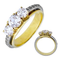 Gouden damesring rondom zirkonia 14 karaats