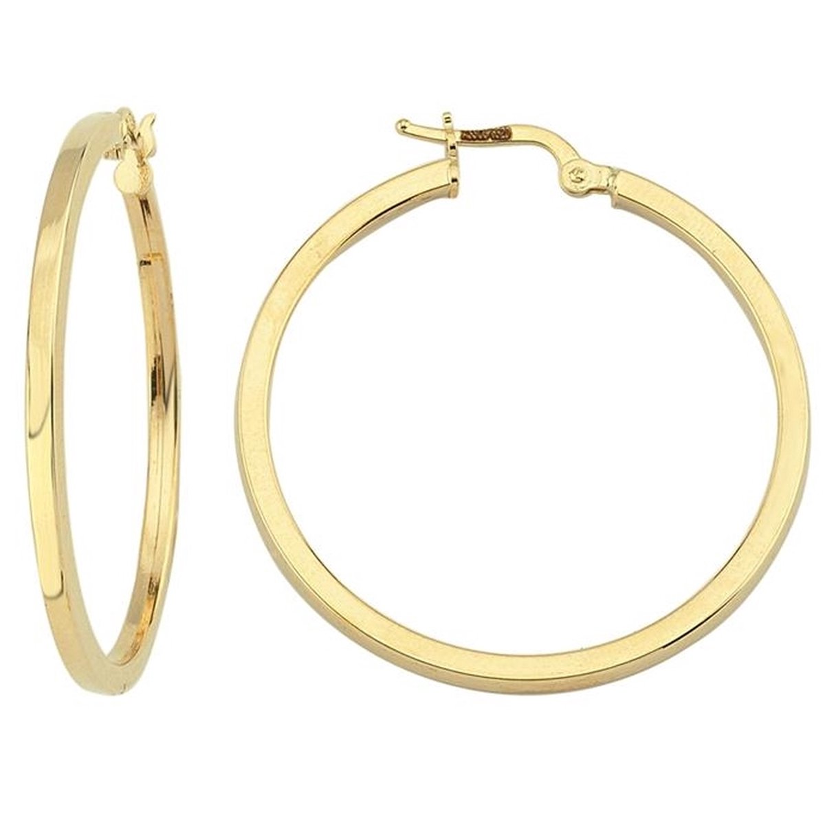 Gouden Oorringen Glans Vierkant Buis 24 mm 2 mm 14 karaats 3 Gouden Oorringen Glans Vierkant Buis 24 mm 2 mm 14 karaats