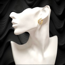 Alternative view of Gouden Oorringen Vierkante Buis 16 mm 3.7 mm 14 karaats