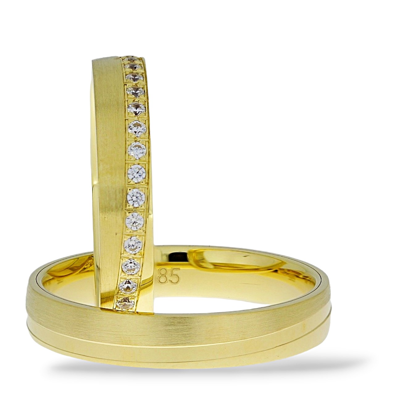 Gouden Trouwringen 4 mm Rondom 14 karaats ANW0235 3 Gouden Trouwringen 4 mm Zirkonia Rondom 14 karaats ANW0235