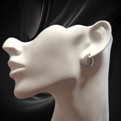 Alternative view of Witgouden Klap Oorringen 16 mm 3 mm Zirkonia 14 karaats