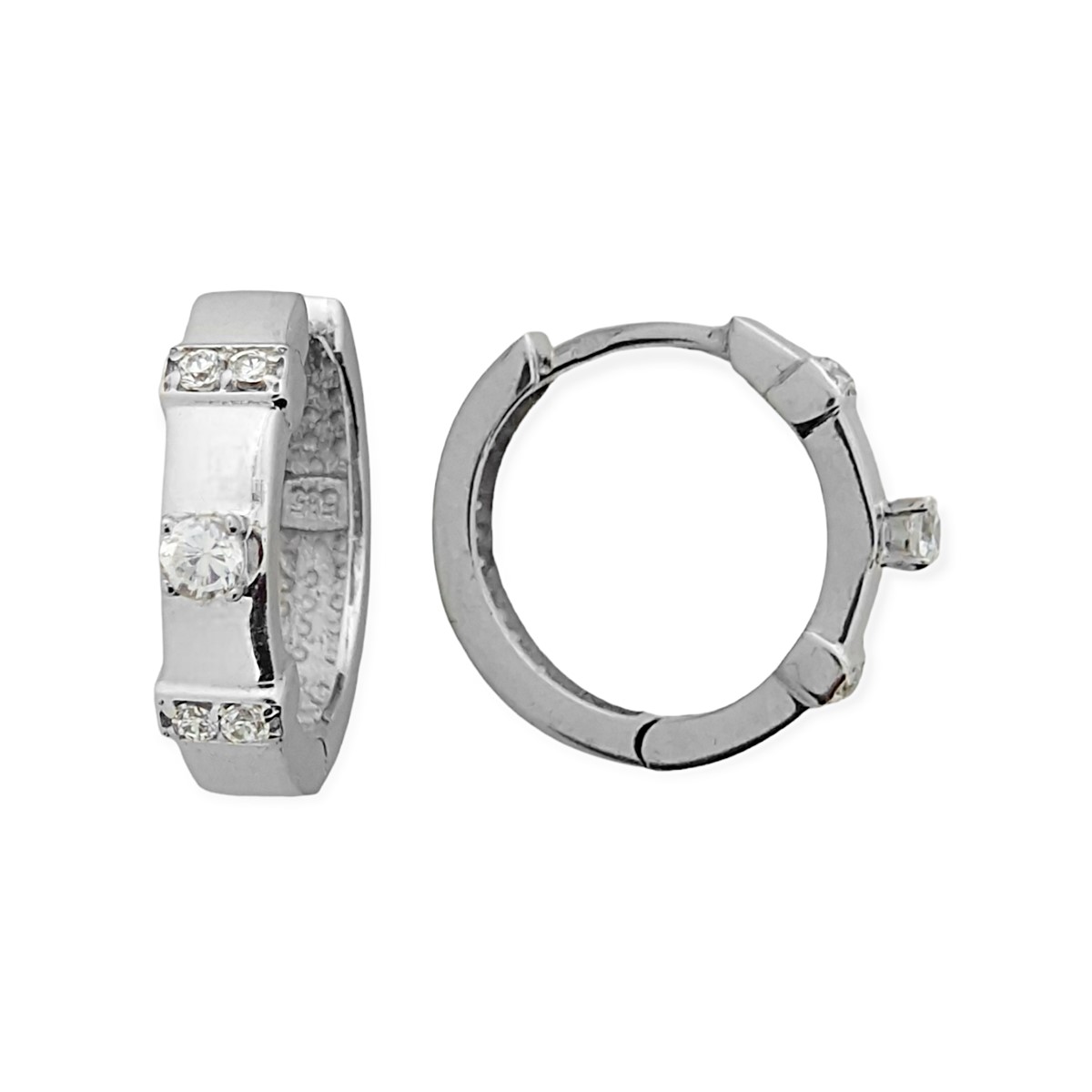 Witgouden Klap Oorringen 16 mm 4.3 mm Zirkonia 14 karaats 3 Witgouden Klap Oorringen 16 mm 4.3 mm Zirkonia 14 karaats