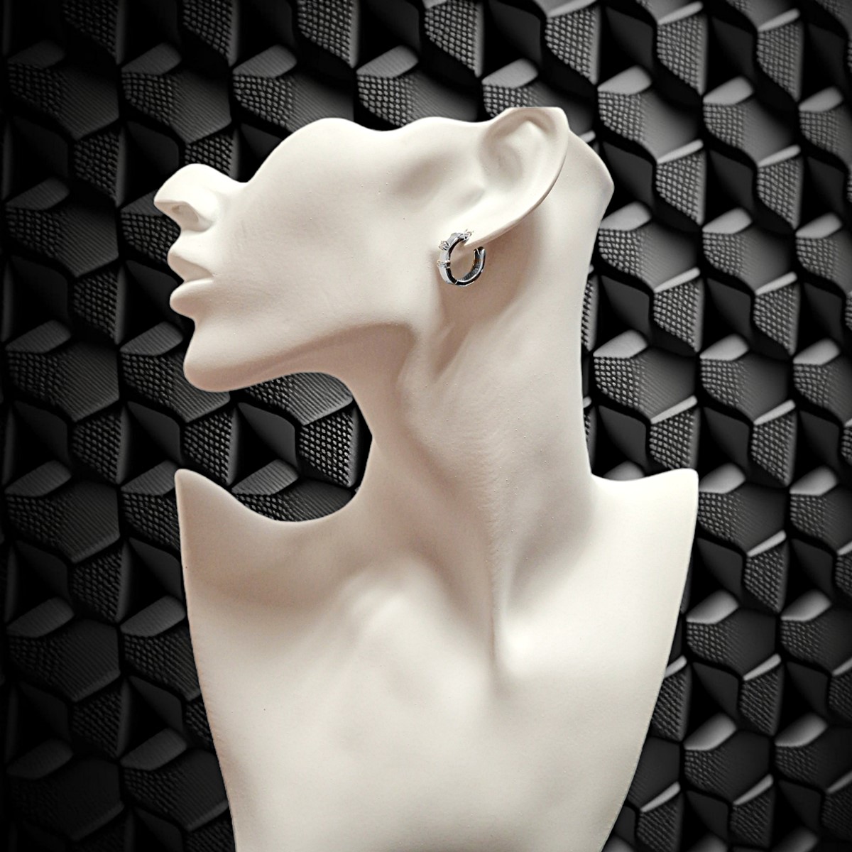 Witgouden Klap Oorringen 16 mm 4.3 mm Zirkonia 14 karaats 4 Witgouden Klap Oorringen 16 mm 4.3 mm Zirkonia 14 karaats - Afbeelding 2