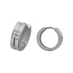 Witgouden Klap Oorringen 16 mm 5 mm Zirkonia 14 karaats